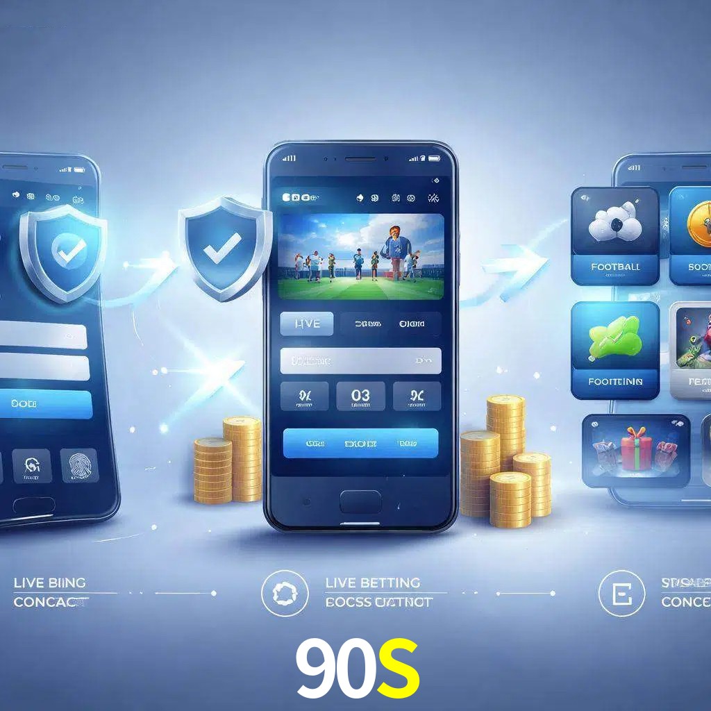 Pasos de acceso a la app 90S en pantalla de teléfono móvil